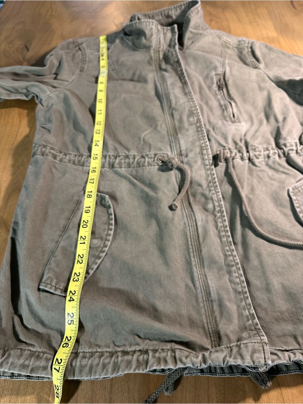 Per Se Olive Utility Anorak Jacket Cotton Drawstring Cargo Large - Picture 6 of 9